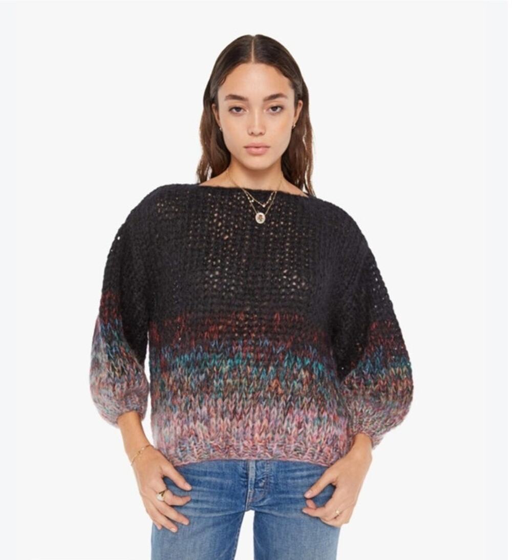 Maiami Mohair Wool Blend Gradient Fade Big Sweater in Black